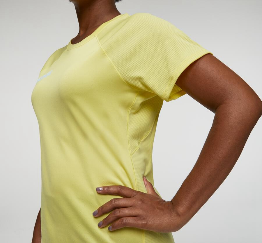 Haut Hoka One One Performance Short Sleeve Femme - Jaune - NKH-826194